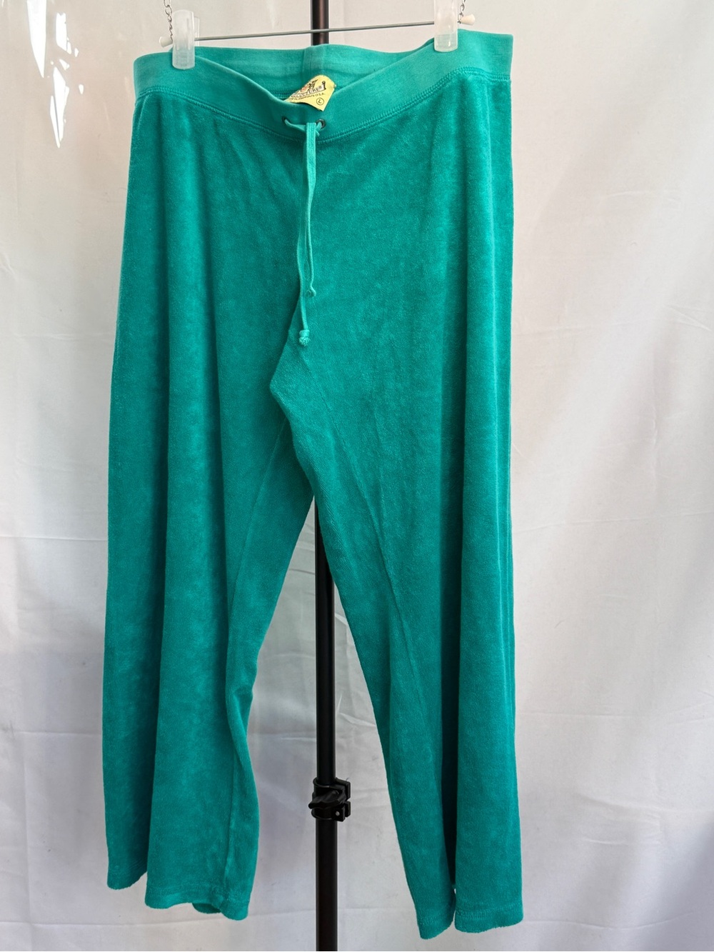 Juicy Couture Teal Velour Track Pants with Drawstring Waist